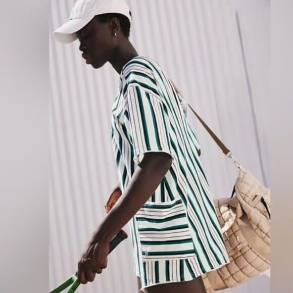 Free People Hot Shot Printed Striped Tee Romper - Picture 3 of 7